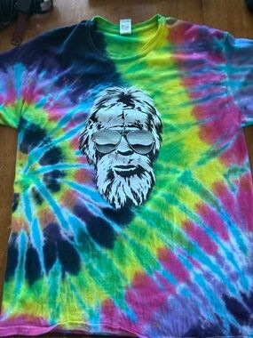 Tie-Dye Short Sleeve Tee with Graphic Ape Print - Multicolor